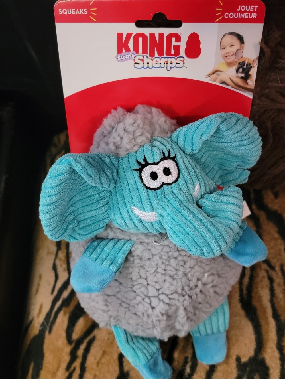 Kong Dog Elephant Sheros Blue and Gray Squeaky Toy Med Ea. New